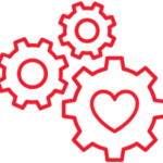 Illustration of gears with a heart in one