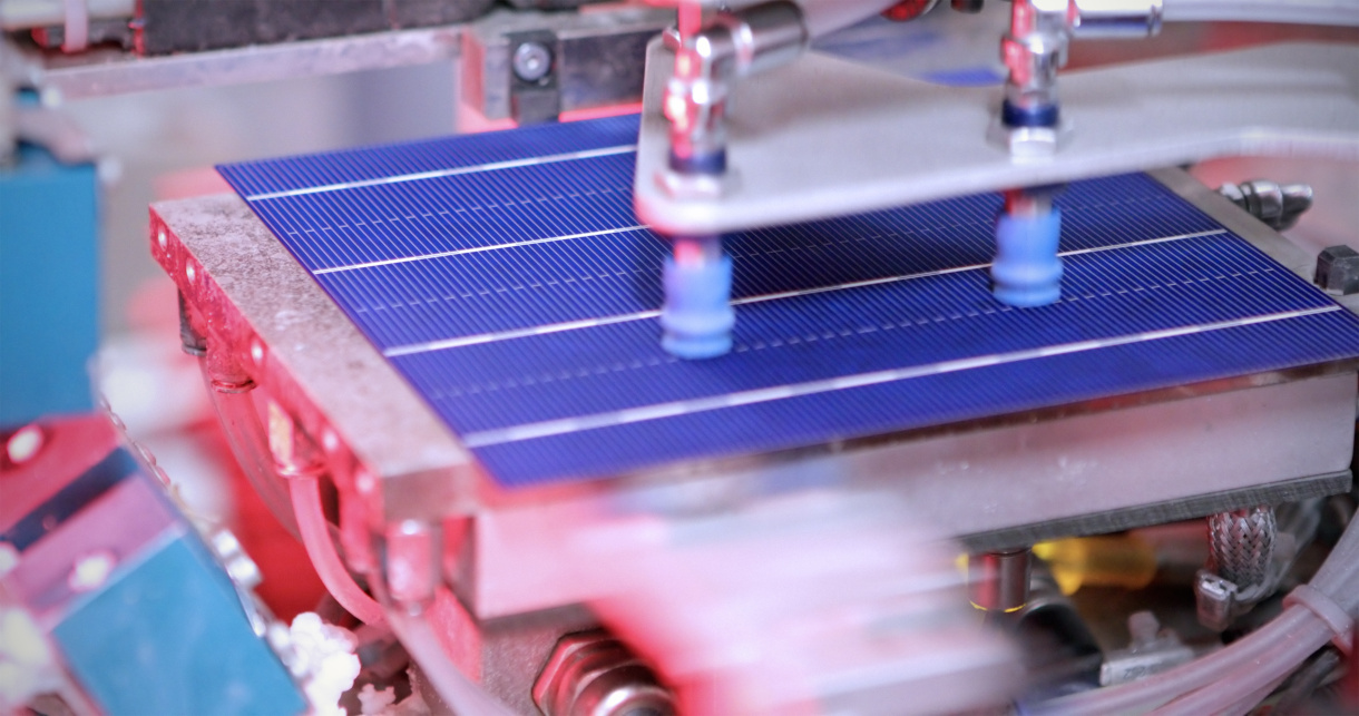 Photo of solar cells being manufactured